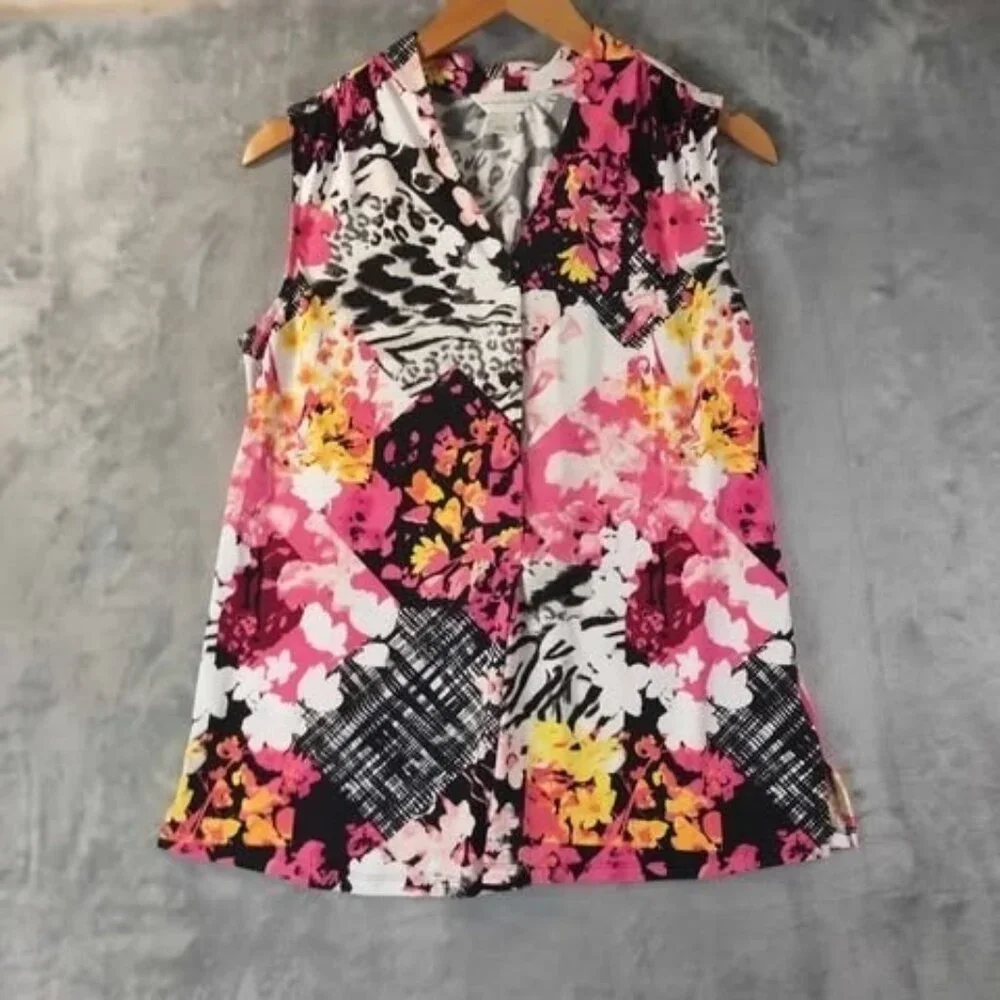 Christopher & Banks Women’s Sleeveless Blouse S Multicolor Floral Stretch Casual